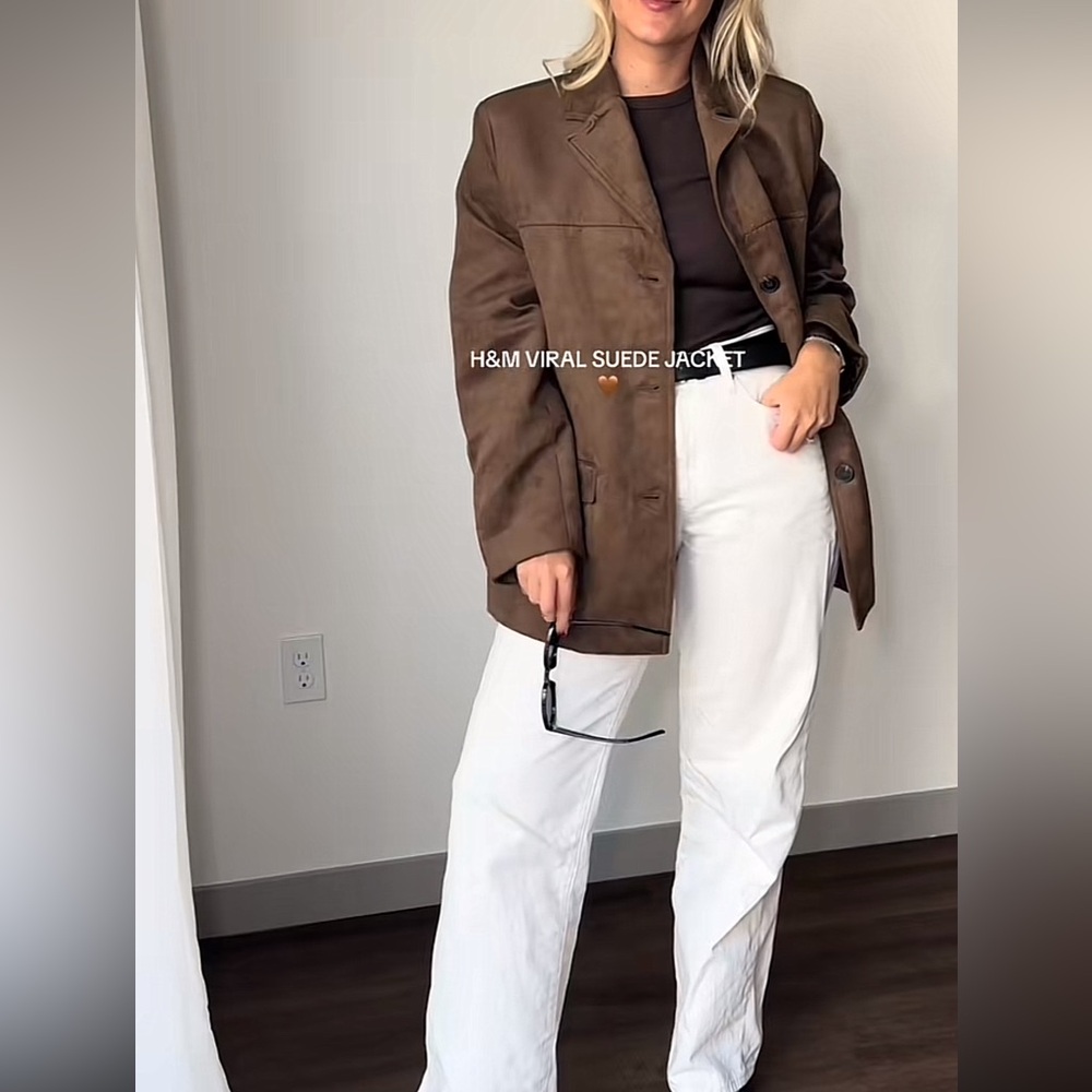 NWT 🏷️ H&M suede jacket (faux) - Picture 3 of 16
